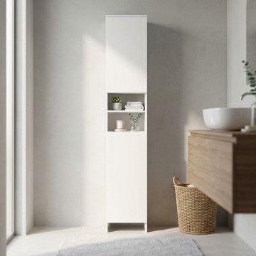 Mobile colonna in legno e acciaio bianco, 28,5x28x173 cm, 18,2 kg