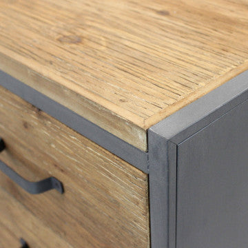 Cassettiera in metallo e legno, 81,5x38x82,5 cm, colore marrone