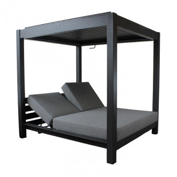 Gazebo con struttura alluminio antracite e tettuccio apribile 180x205x200 cm