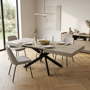 Tavolo allungabile melaminico 160/240 x 90 cm struttura metallo nera