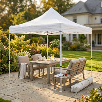 Gazebo struttura alluminio esagonale con telo PVC bianco 3x4,5 m