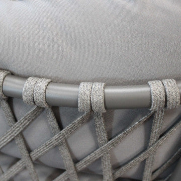 Salotto 3 posti in alluminio e corda PVC, tavolino incluso