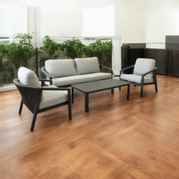Salotto 2 posti struttura alluminio antracite cuscini grigi 180x78x83 cm