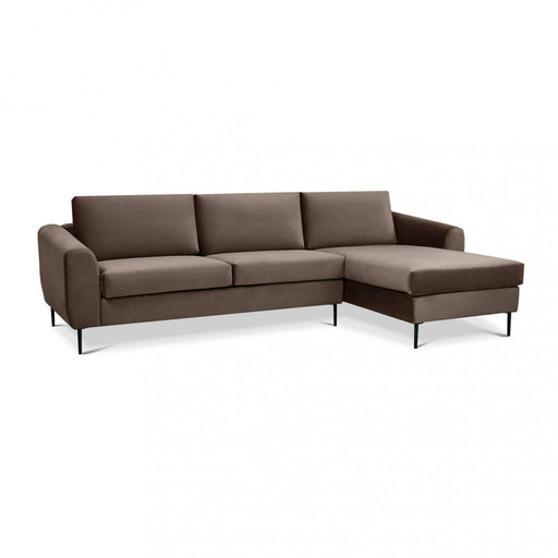 Divano moderno con chaise longue e gambe in metallo Divani Hobby Shop Solution Marrone  