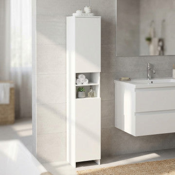 Mobile colonna in legno e acciaio bianco, 28,5x28x173 cm, 18,2 kg