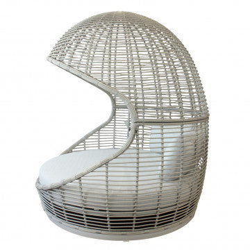 Conchiglione rotondo in wicker grigio con cuscino, diametro 110 cm