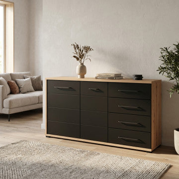 Mobile Lusitania in truciolare bilaminato rovere e nero antracite 161,5x40x84