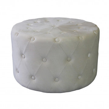 Pouf rotondo in velluto beige diametro 67 cm altezza 41 cm
