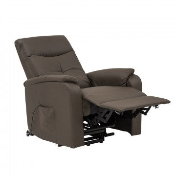Poltrona relax elettrica in ecopelle marrone reclinabile