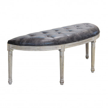 Panca in legno con rivestimento ecopelle vintage, 125x45x48 cm