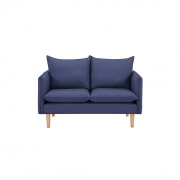 Divano 2 posti rivestito in tessuto con gambe in legno, 130x84x51 cm
