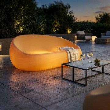 Divano luminoso polietilene giallo 180x88x86 cm ricaricabile USB