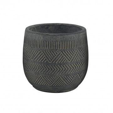 Vaso medio in fibra sintetica colore antracite 15,5x15,5x14 cm