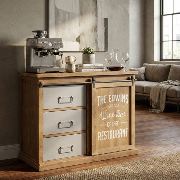 Mobile Ellery in metallo e legno, dimensioni 89x42,5x76,8 cm