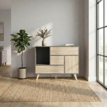 Mobile con ante e cassetti in melammina truciolare 119x39,5x85,6 cm