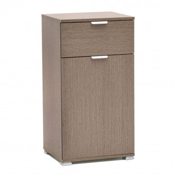 Mobiletto truciolare bilaminato 1 anta 1 cassetto rovere grigio 45x38x85