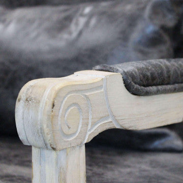 Poltrona in ecopelle vintage grigio scuro, legno, 64x72x92 cm