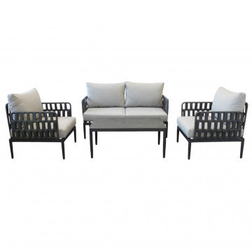 Salotto 2 posti in alluminio e corda PVC con cuscini poliestere