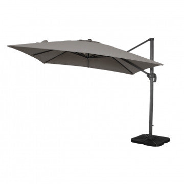 Ombrellone 3x3 m telo poliestere grigio palo alluminio girevole