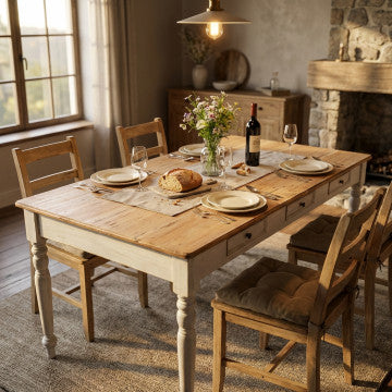 Tavolo in mogano con piano rettangolare 180x90 cm, altezza 75 cm