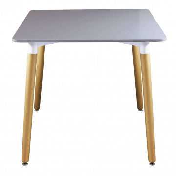 Tavolo quadrato 80x80 cm piano ABS grigio gambe in legno