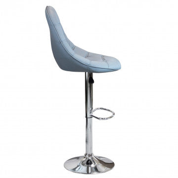 Sgabello regolabile in metallo e ecopelle grigia, altezza 95-116 cm