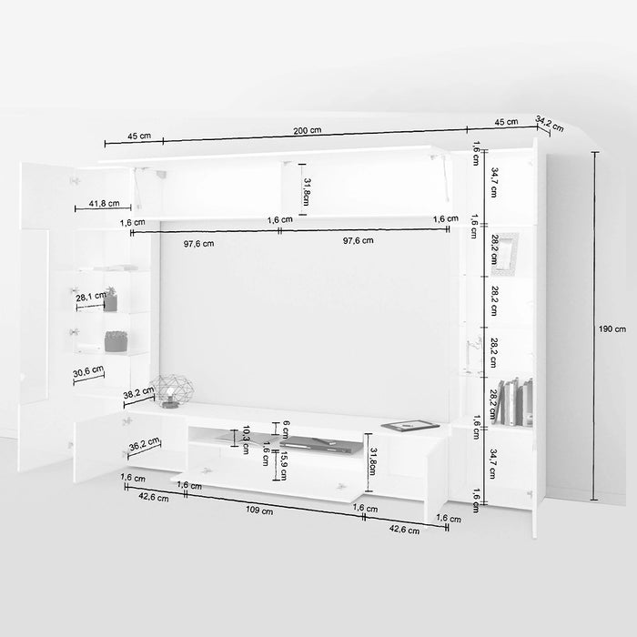 Parete Attrezzata Moderna Egypt - Tortora/Rovere Wotan, Made in Italy