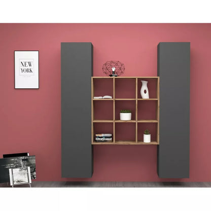 Parete Attrezzata Sospesa Lunia - Libreria Rovere, Made in Italy