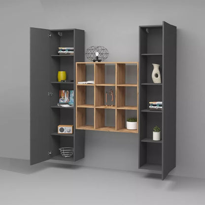 Parete Attrezzata Sospesa Lunia - Libreria Rovere, Made in Italy