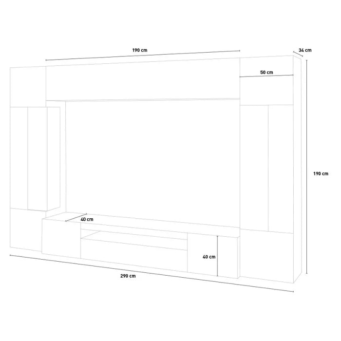 Parete Attrezzata Moderna NEW-EGYPT - Antracite, Made in Italy, 190 cm