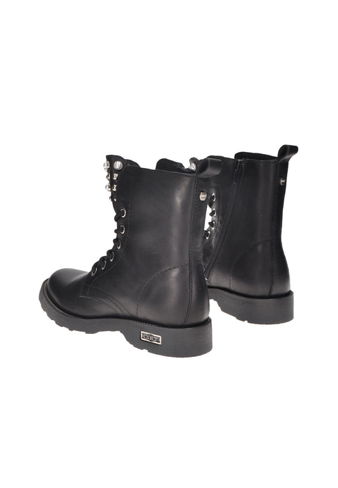 Boot Zeppelin 4597 Mid In Pelle Con Laccio E Cerniera Frontali Sottopiede Imbottito In Pelle Fondo Gomma Tacco 3 Cm