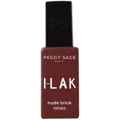 Smaltatura semipermanente nude brick di Peggy Sage in bottiglia da 11 ml, colore marrone caldo, finish elegante e duraturo, ideale per unghie sofisticate.