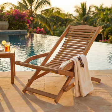 Sdraio in teak e corda, dimensioni 102x65x85 cm, colore marrone chiaro