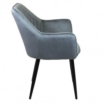 Poltrona struttura metallo seduta e schienale velluto grigio 61x61x82