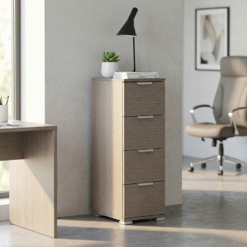 Cassettiera 4 cassetti in truciolare bilaminato rovere grigio 27x38x85