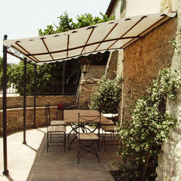 Gazebo pergola addossato 3x4 m telo poliestere 180 gr struttura acciaio