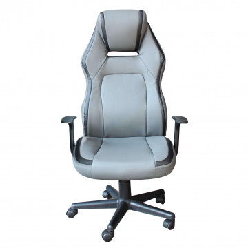 Poltrona gaming in poliuretano grigio chiaro regolabile in altezza