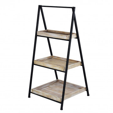 Mobile in ferro e legno con 3 ripiani, dimensioni 52x41x99,5 cm