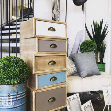 Cassettiera 5 cassetti MDF con gambe pino, 40x36,5x99 cm