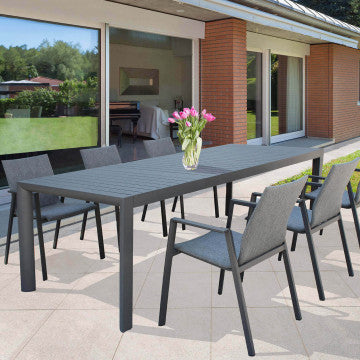 Tavolo alluminio 135/180 x 70 cm, altezza 75 cm, struttura antracite
