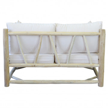 Divano 2 posti in teak con cuscini in poliestere 131,5x92x77 cm