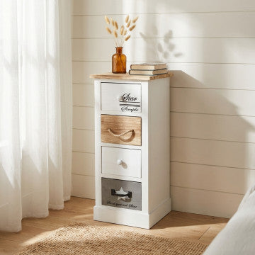 Mobiletto in legno con 4 cassetti, dimensioni 29x27x63 cm