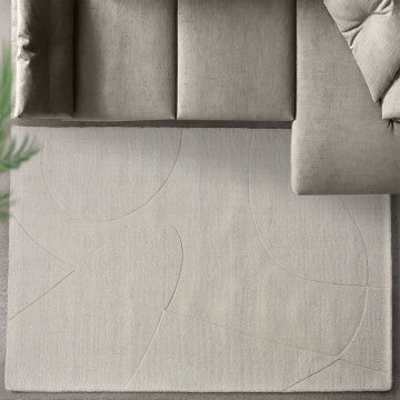 Tappeto in lana e cotone avorio 120x180 cm con decoro