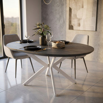 Tavolo rotondo allungabile piano MDF melaminico struttura metallo bianca