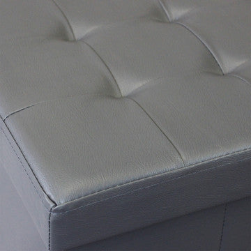 Pouf contenitore rettangolare in ecopelle grigia 76x38x38 cm
