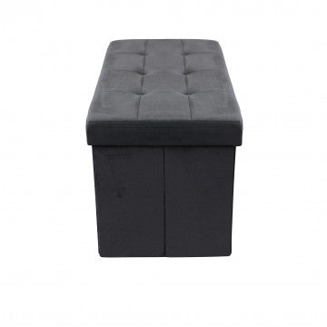 Pouf contenitore rettangolare in velluto nero 76x38x38 cm