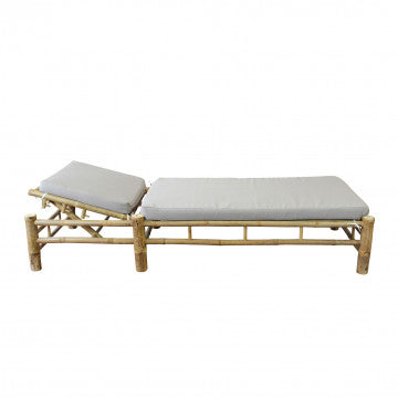 Lettino in bamboo con cuscino, dimensioni 210x80x36 cm, colore marrone