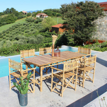 Tavolo in bamboo marrone 200x80x75 cm, struttura in legno massello