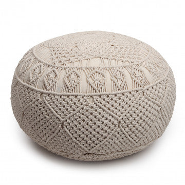 Pouf in cotone bianco, peso 3 kg, struttura compatta e versatile