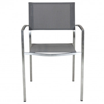 Fauteuil Florida - Chaise de jardin en acier inoxydable et textilène gris